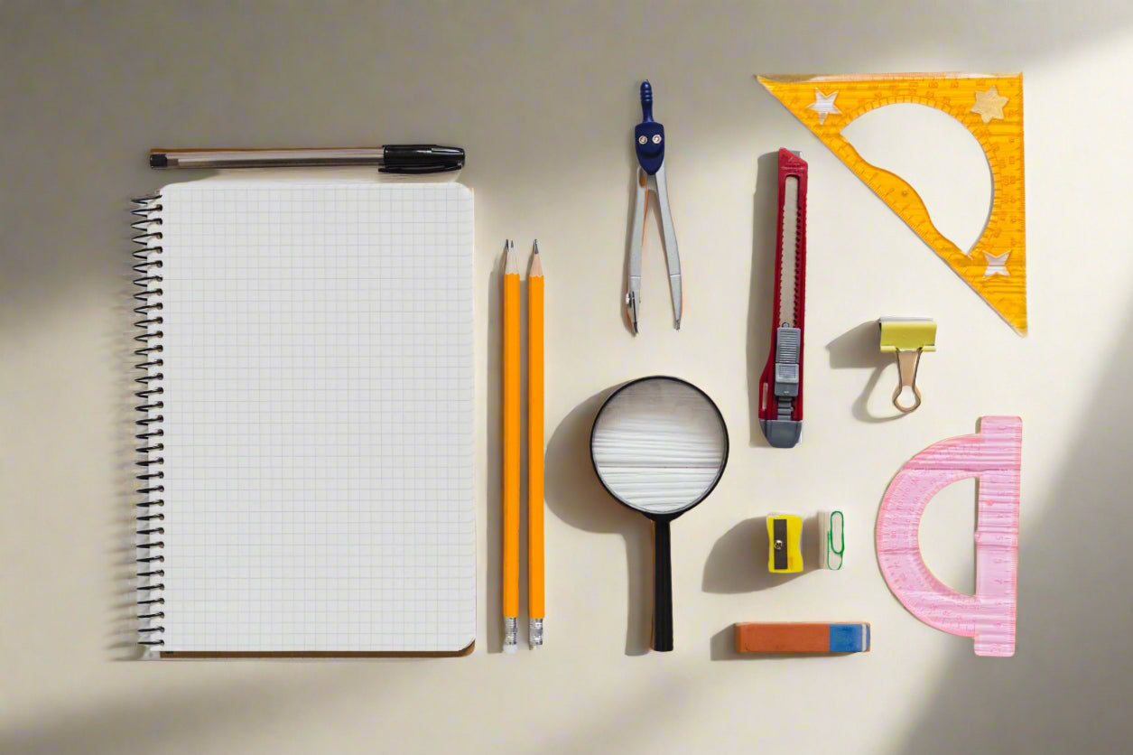 Technical Drawing and School Supplies Set